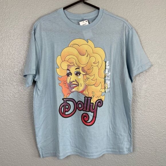 Dolly Parton Women's Blue Round Neck Short Sleeve Tops Size Medium - Picture 1 of 5